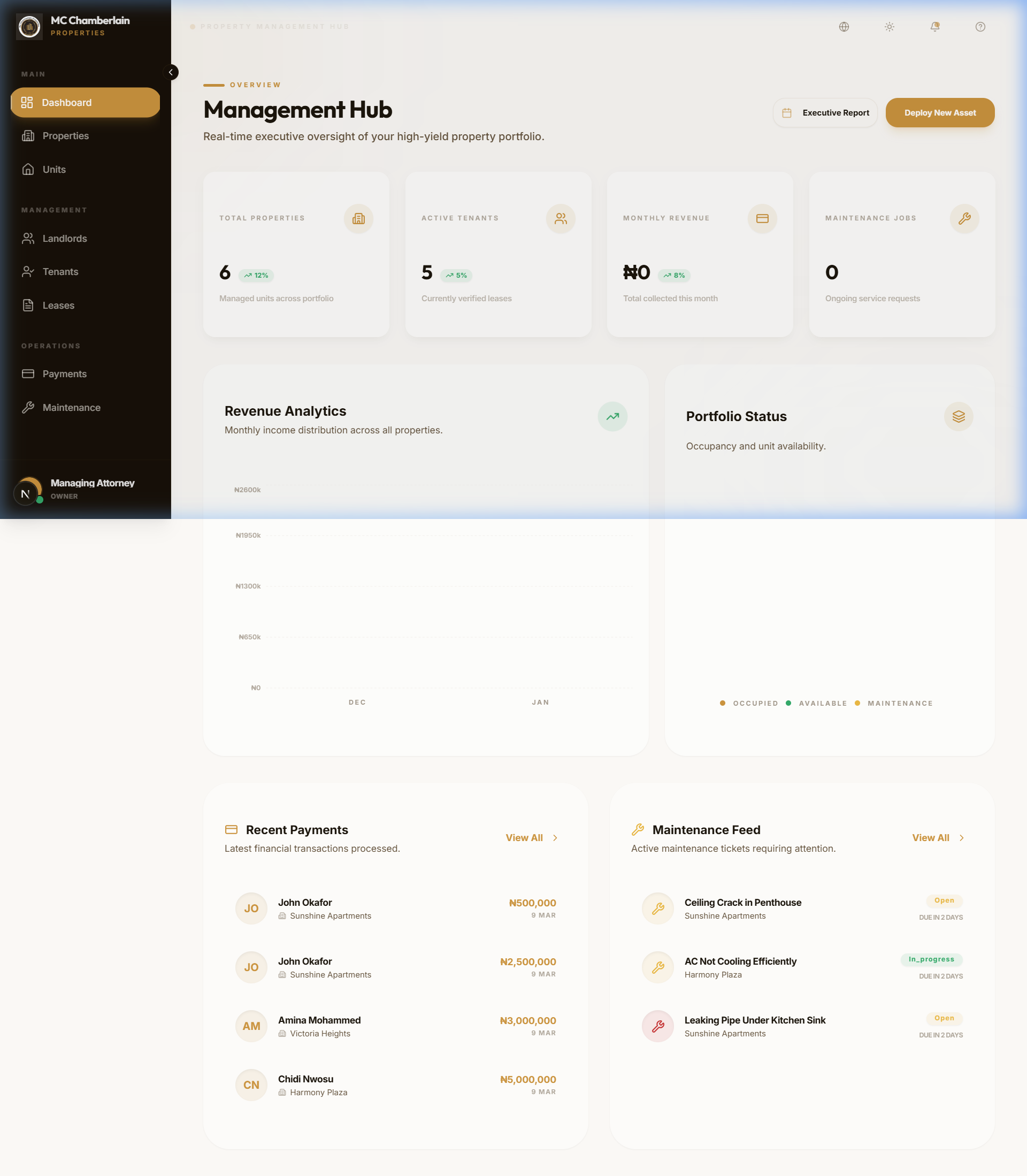 MC Chamberlain Management Hub Screenshot
